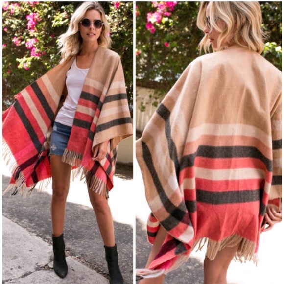 Accessories - SOLD OUT Multi Colored Plaid Fringe Soft Blanket Scarf Wrap